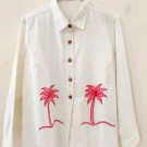 palm embroidery shirt for women