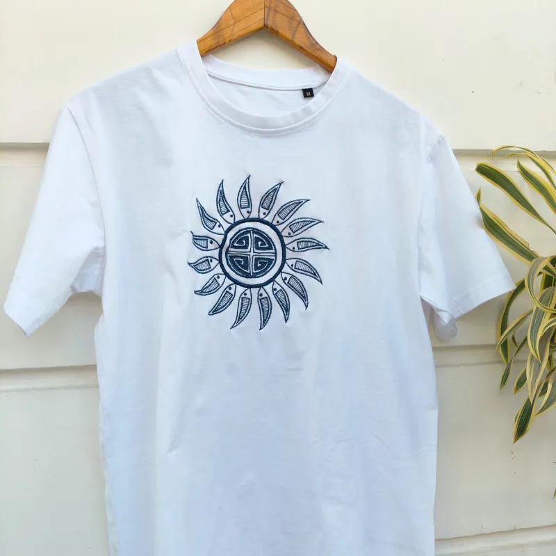 hand embroidered white t-shirt