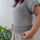 hand crochet top in grey