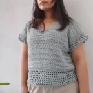 hand crochet top in grey